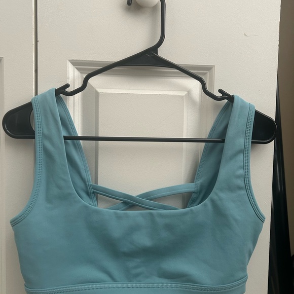 Crisscross Back Blue Sports Bra - Picture 1 of 3